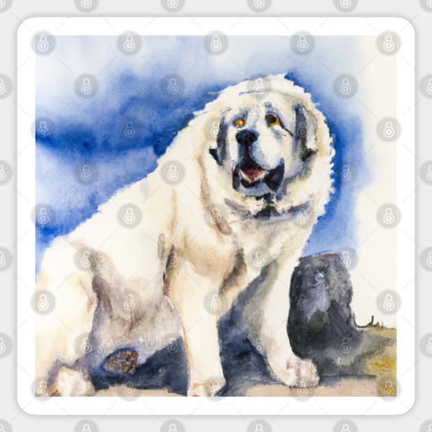 Watercolor Great Pyrenees - Dog Lovers Sticker by Edd Paint Something